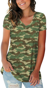 SAMPEEL Women's Basic V Neck Short Sleeve T Shirts Summer Casual Tops