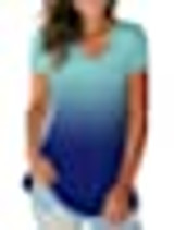 SAMPEEL Women's Basic V Neck Short Sleeve Floral T Shirts