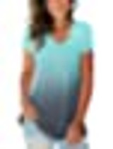 SAMPEEL Women's Basic V Neck Short Sleeve Floral T Shirts