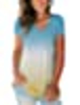 SAMPEEL Women's Basic V Neck Short Sleeve Floral T Shirts