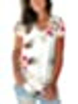 SAMPEEL Women's Basic V Neck Short Sleeve Floral T Shirts