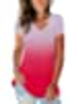 SAMPEEL Women's Basic V Neck Short Sleeve Floral T Shirts