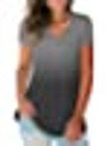 SAMPEEL Women's Basic V Neck Short Sleeve Floral T Shirts