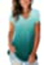SAMPEEL Women's Basic V Neck Short Sleeve Floral T Shirts