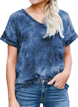 MIHOLL Women's Short Sleeve V-Neck Shirts Loose Casual Tee T-Shirt