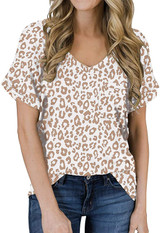 MIHOLL Women's Short Sleeve V-Neck Shirts Loose Casual Tee T-Shirt
