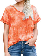 MIHOLL Women's Short Sleeve V-Neck Shirts Loose Casual Tee T-Shirt