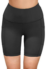 Yogalicious Womens High Waist Running 7" Biker Shorts with Side Pockets