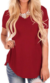 NIASHOT Women's Short Sleeve V-Neck Loose Casual Tee T-Shirt Tops