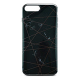 Black Glossy Marble Case with Golden Lines for iPhone 8 Plus / 7 Plus