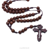Handmade Men Cross Catholic Rosary Beads Pendant Necklace