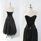 Vintage 80s Scott Mc Clintock Strapless Black Party Dress S