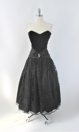 Vintage 80s Scott Mc Clintock Strapless Black Party Dress S