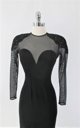 Vintage 90s Black Tadashi Shoji Sweetheart Bodycon Party Dress S