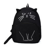 Osmond Women Cute Cat Backpack Black Canvas School Bag For Teenage Girls Schoolbag 3D Printing Backpack Travel Rucksack Mochila