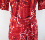 Vintage 60s Hawaiian Style Red Shirt Shift Dress S