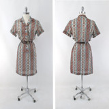 Vintage 60s Autumn Color Classic Shirt Dress M / S