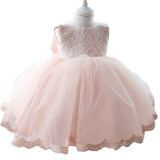 2020 Summer Pink Girls Dress Bow Baby Girl 1 Year Birthday Dress Flower Girl Party Tutu Princess Dress Children vestido infantil