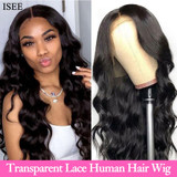 Body Wave HD Lace Frontal Wigs For Women Peruvian Body Wave Human Hair Wigs 150% Density ISEE HAIR Transparent Lace Front Wigs