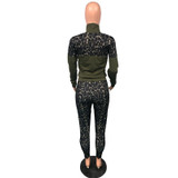 Women Leopard Print Two Piece Set