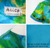 Vintage 60s Watercolor Floral Hawaiian Trapeze Shift Dress L