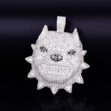 Animal dog head Necklace & Pendant with Tennis Chain Gold Color Bling Cubic Zircon Men's Hip hop Rock Steet Jewelry