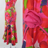 Vintage 60s Reef Ruffled Hem Hawaiian Sheath Dress M