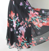 Vintage 70s Black Sheer Floral Ruffled Party Dress M