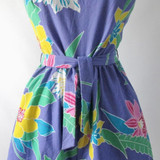Vintage 80s Purple Floral Romper / Playsuit S