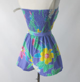 Vintage 80s Purple Floral Romper / Playsuit S
