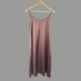 2020 Spring Summer Women Satin Dress party Luxury Shiny Sundress Imitation Silk Dress