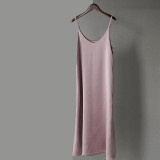 2020 Spring Summer Women Satin Dress party Luxury Shiny Sundress Imitation Silk Dress