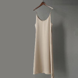 2020 Spring Summer Women Satin Dress party Luxury Shiny Sundress Imitation Silk Dress