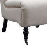 White and Brown Fabric Upholstered Wooden Armless Chair with Roll Back White and Brown Fabric Upholstered Wooden Armless Chair with Roll Back