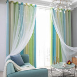 Blackout Curtains Bedroom Living Room, Colorful Double Layer