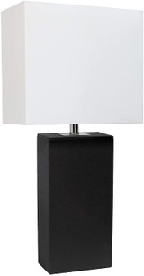 Modern Leather White Shade Table Lamp