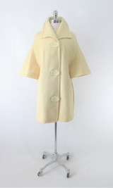 Vintage 60's Cream Big Button Bell Sleeve Mod Coat / Jacket M