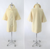 Vintage 60's Cream Big Button Bell Sleeve Mod Coat / Jacket M