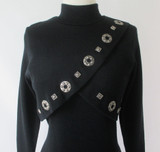 Vintage 80's / 90's Black Wool Andrea Jovine Bodycon Dress S / P