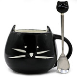 A Cute Ceramic Cat Mugs With Spoon.