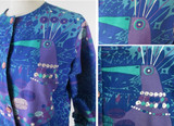 Vintage 60's Cropped Rhinestone Collar Peacock Jacket L