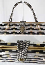 Vintage 60's 60's Metal & Plastic Woven Handbag Basket Bag