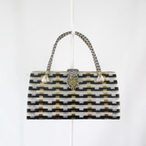 Vintage 60's 60's Metal & Plastic Woven Handbag Basket Bag