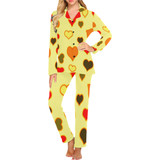 Hearts Pattern Women's Long Pajama Set (Sets 02)