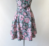 Vintage 80s Off The Shoulder Floral Mini Dress M