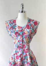 Vintage 90's Floral Button Up Mini Dress