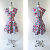 Vintage 90's Floral Button Up Mini Dress