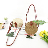 Women Rattan Round Straw Handmade Woven Cross Body Circle Bohemia Handbag Bali Box