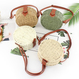 Women Rattan Round Straw Handmade Woven Cross Body Circle Bohemia Handbag Bali Box