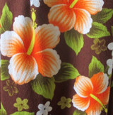 Vintage 60s Hibiscus Flower Hawaiian Empire Maxi Dress M